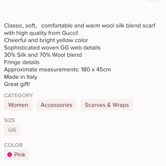 NWT Authentic Gucci Silk Wool Blend Long Scarf 🧣 - Picture 8 of 8